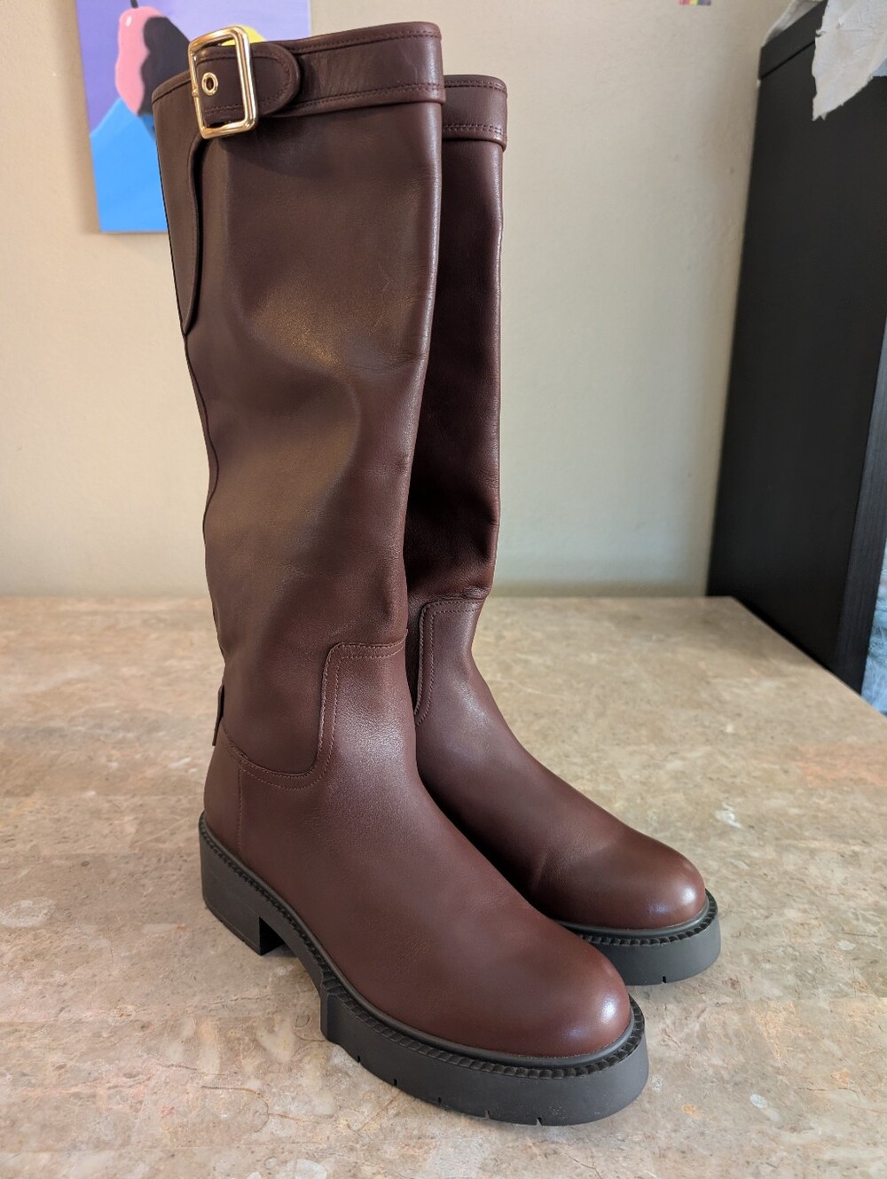 Coach Lili Buckled Leather Boots Walnut Brown #CD153 Women's Size 10B Regular - Picture 3 of 11